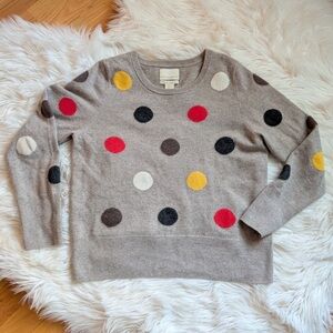 ❤️🔥Cynthia Rowley - Gray/Tan Multicolor Polka Dot Cashmere Sweater - XL
